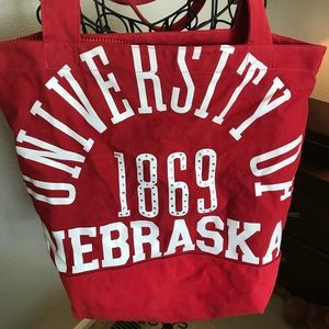 NEBRASKA canvas zippered tote, red of course